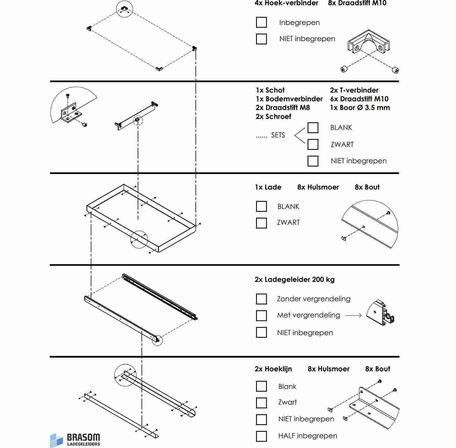 BRASOM exploded view lade set